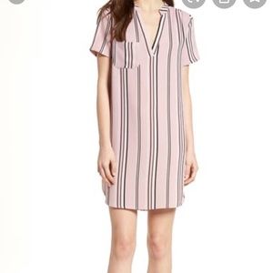 LUSH HAILEY CREPE SHIFT DRESS PINK STRIPE SZ M